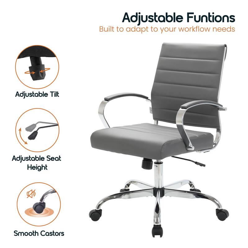 Adjustable Functions  
Built to adapt to your workflow needs  

- Adjustable Tilt  
- Adjustable Seat Height  
- Smooth Castors