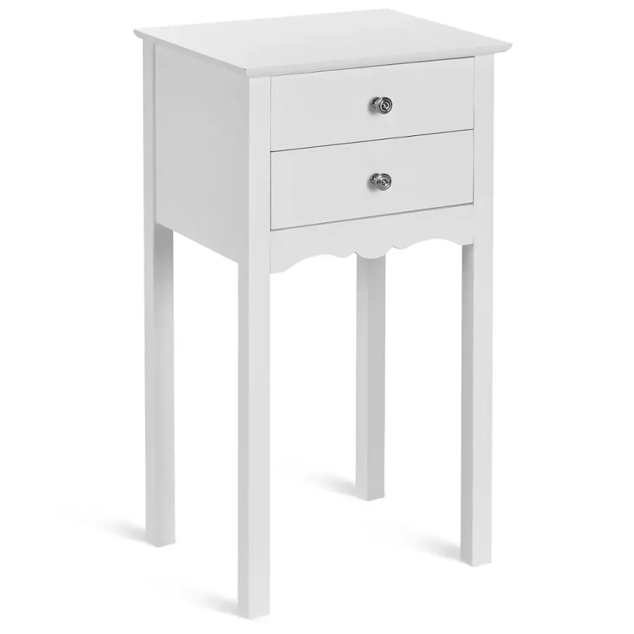 Alt View 19. Costway - Side Table End Accent Table Night Stand with  2 Drawers Furniture - White.