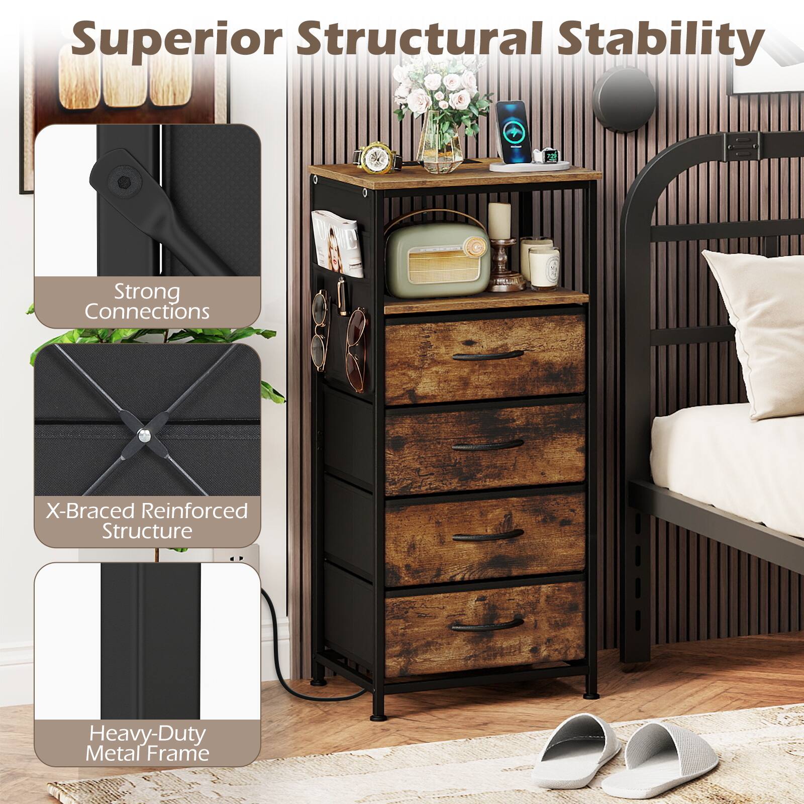 Superior Structural Stability

- Strong Connections
- X-Braced Reinforced Structure
- Heavy-Duty Metal Frame