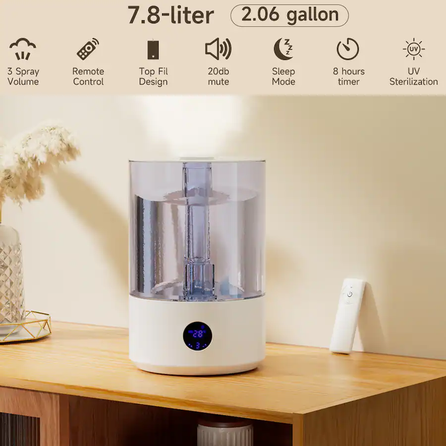Topteng 2.1Gal Large Capacity Cool Mist Humidifier with UV C ...