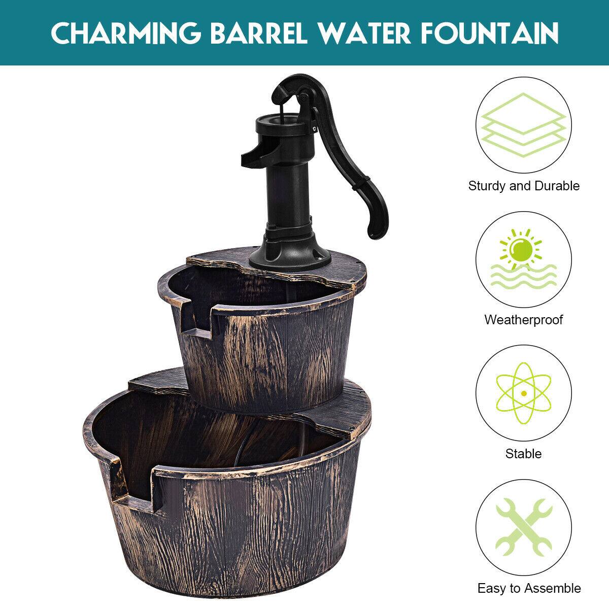 CHARMING BARREL WATER FOUNTAIN

- Sturdy and Durable
- Weatherproof
- Stable
- Easy to Assemble