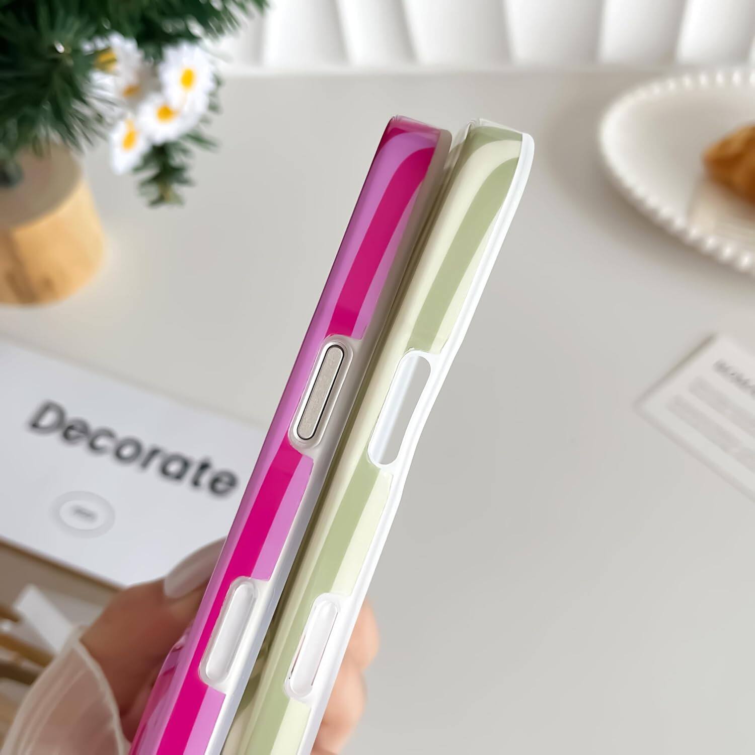 Alt View 4. FINEAK - Cute Striped iPhone 17 Pro Max Case - Slim, Shockproof TPU Cover - Blue & White.