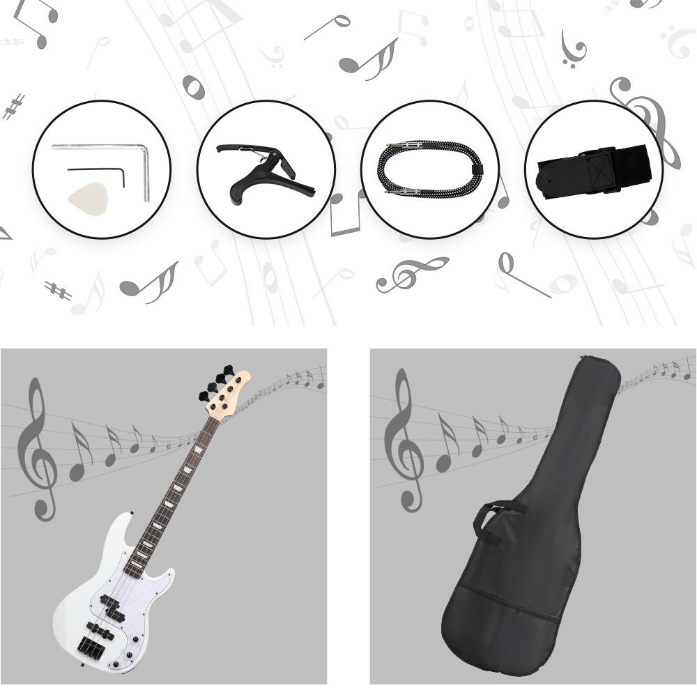 Back. Winado - 46 " KP Bass Electric Guitar Basswood for Student With Bag & 20W Speaker.