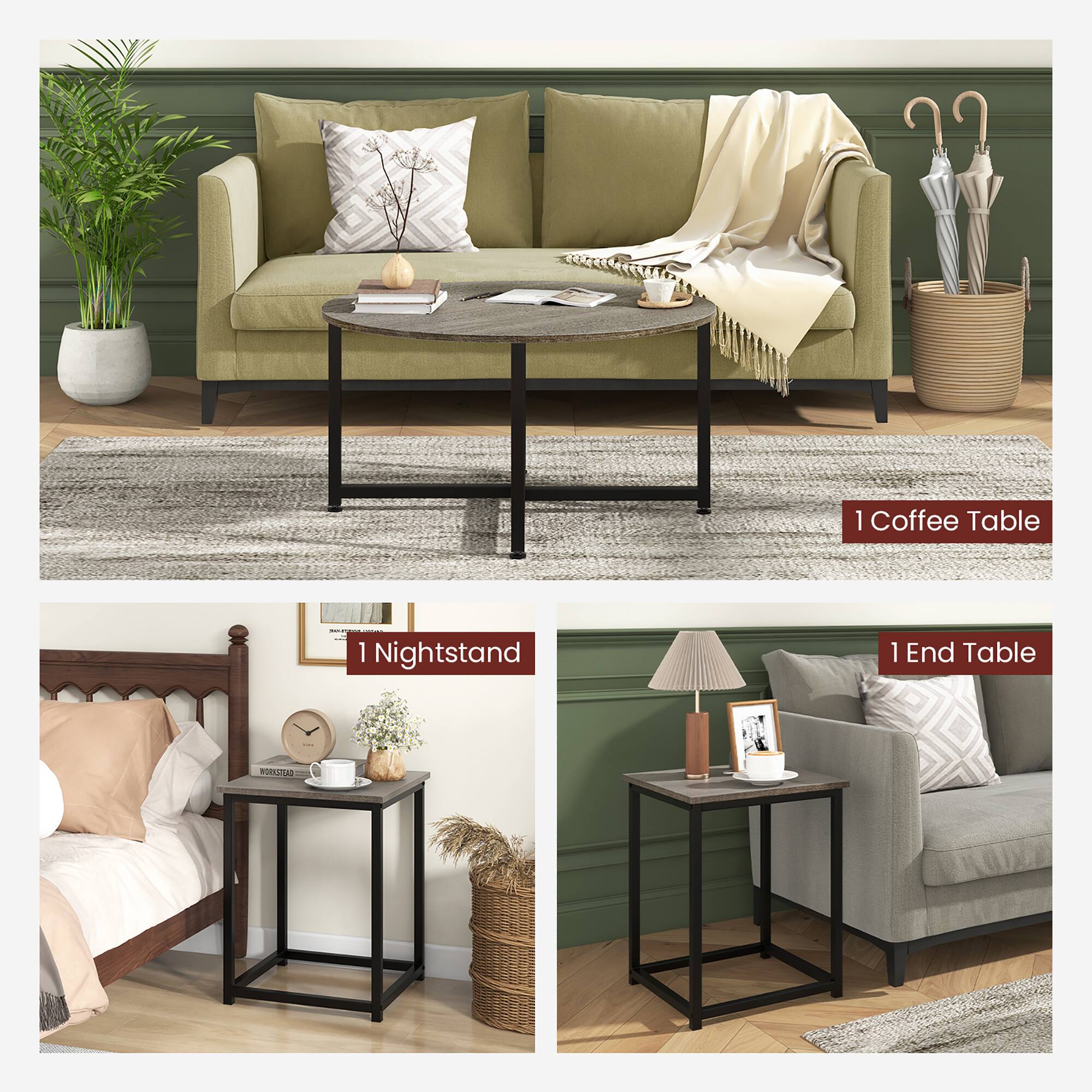 1 Coffee Table

1 Nightstand

1 End Table