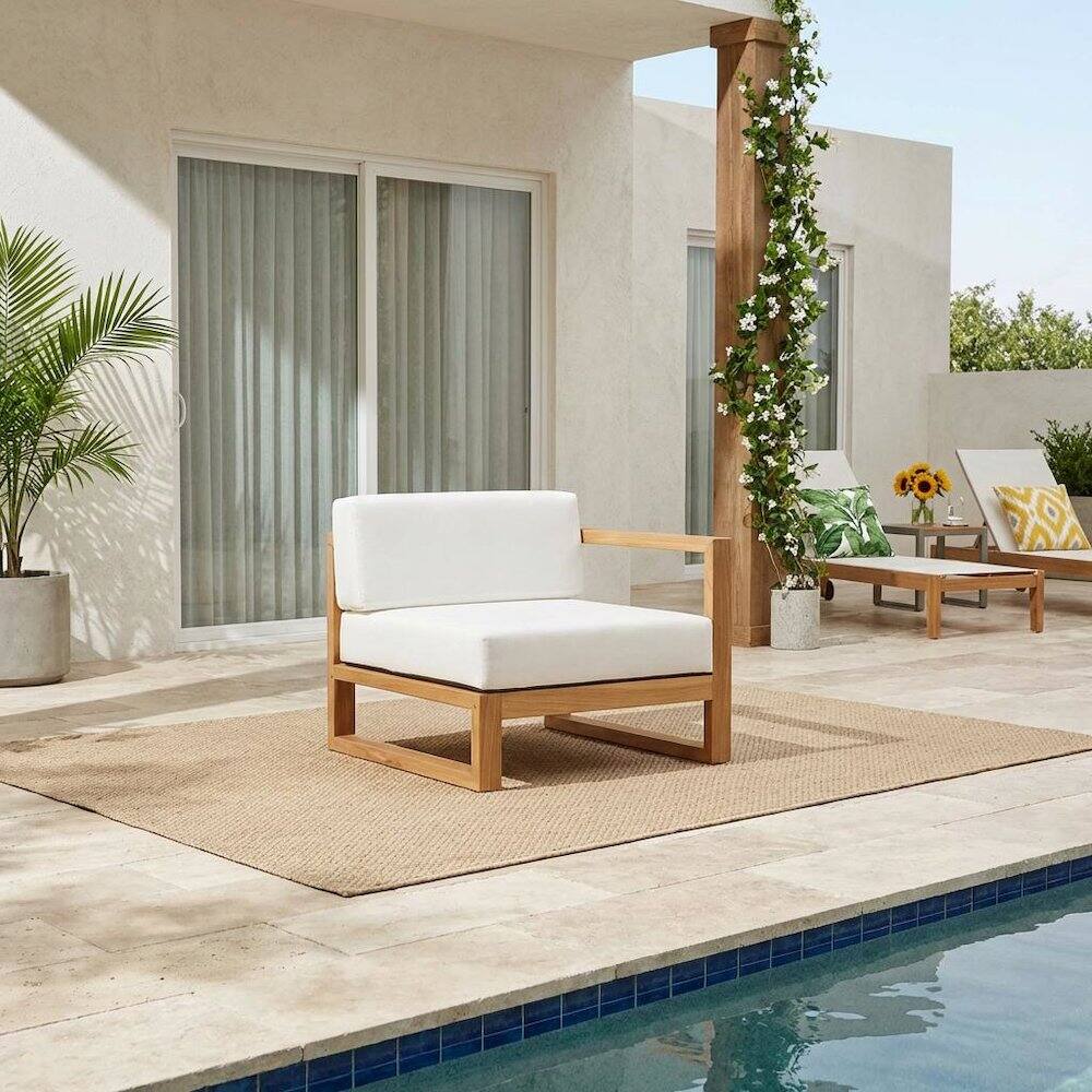 Angle. Outdoor Escape - Outdoor Patio Armchair In Stylish Weather-Resistant Design - White.