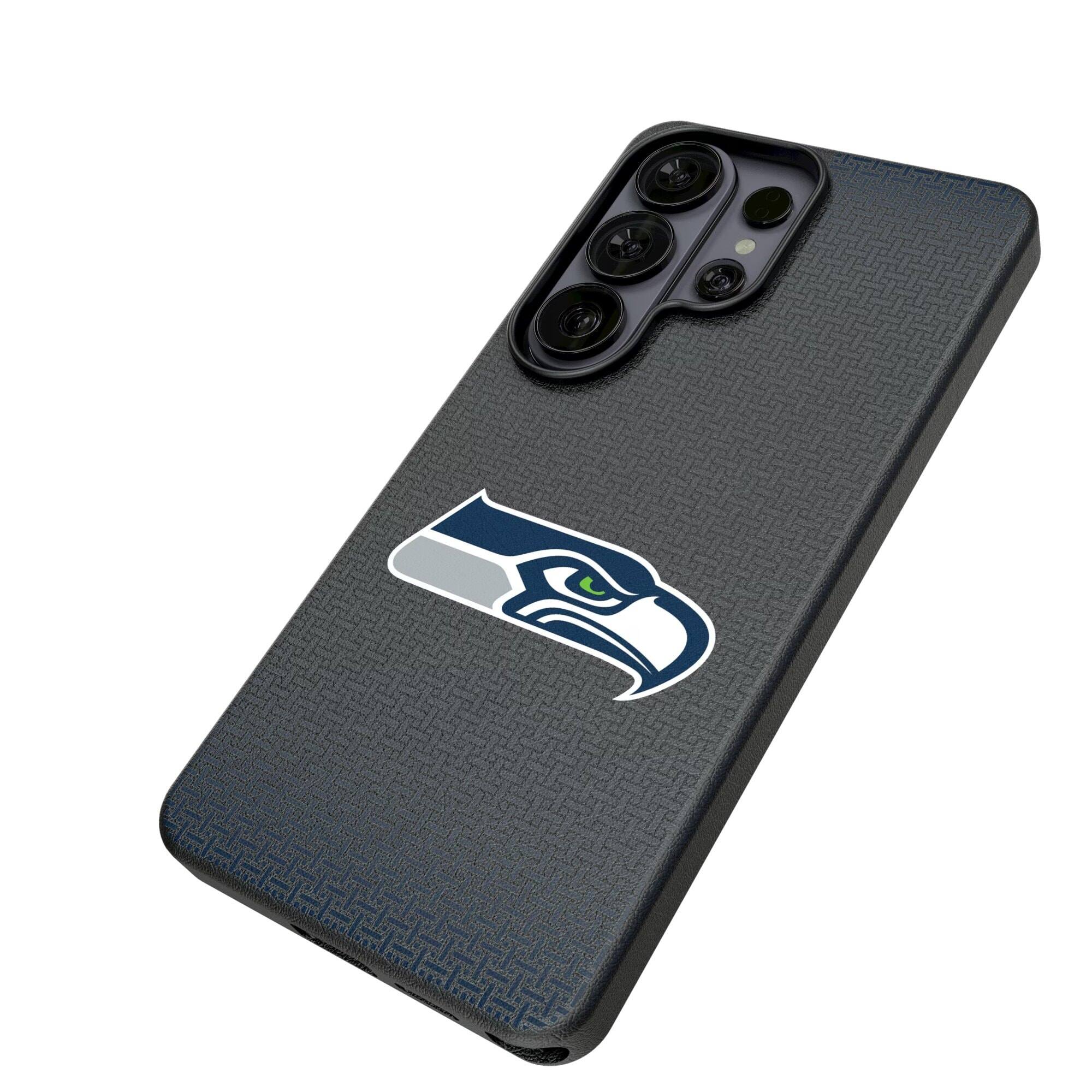 Alt View 1. Keyscaper - Seattle Seahawks Linen Galaxy Magnetic Bump Case - S25 - Black.