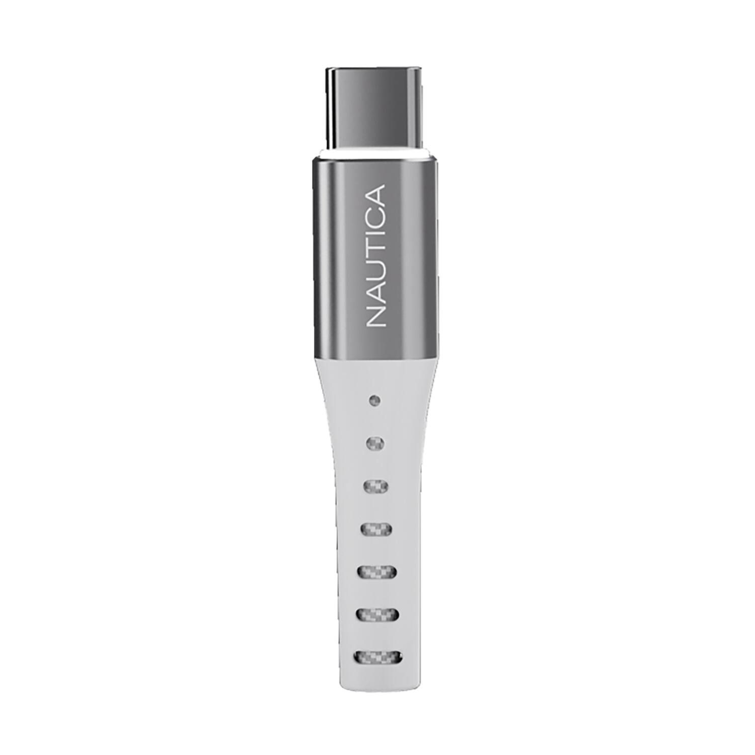 Back. Nautica - Nautica Usb-C To Usb-C Cable With Led Urban CB510 (4 Ft White) - White.