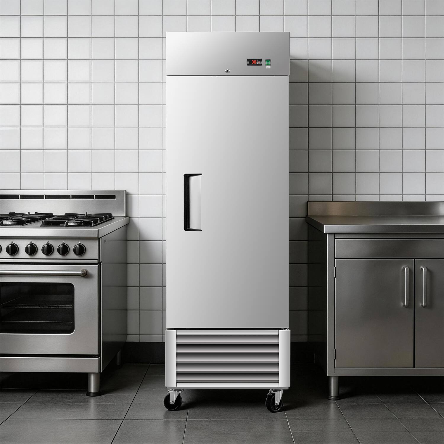Alt View 1. WHALL - Whall 27" 23 Cu.ft Commercial Refrigerator, Stainless Steel, 33-40°F, Auto Defrost, Safety Lock, Etl Listed - stainless steel.