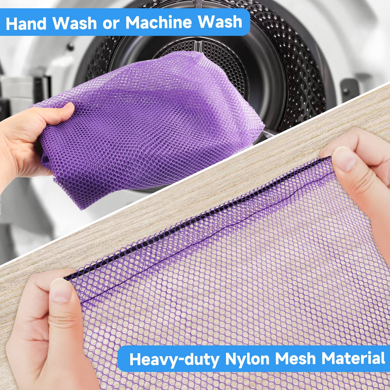 Hand Wash or Machine Wash
Heavy-duty Nylon Mesh Material