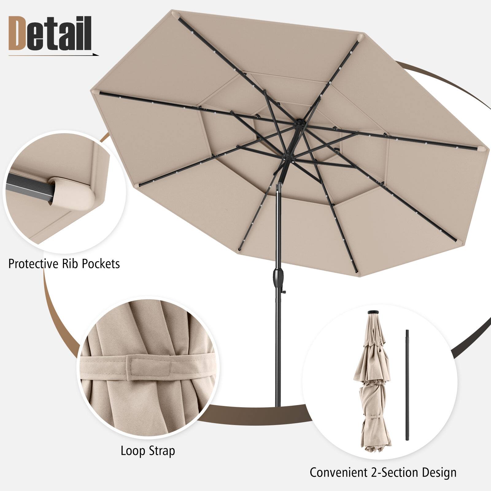 Detail
Protective Rib Pockets
Loop Strap
Convenient 2-Section Design