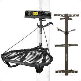 Hawk - Ranger Traction Climbing Sticks with Treestand and Full Body Safety Harness - Black