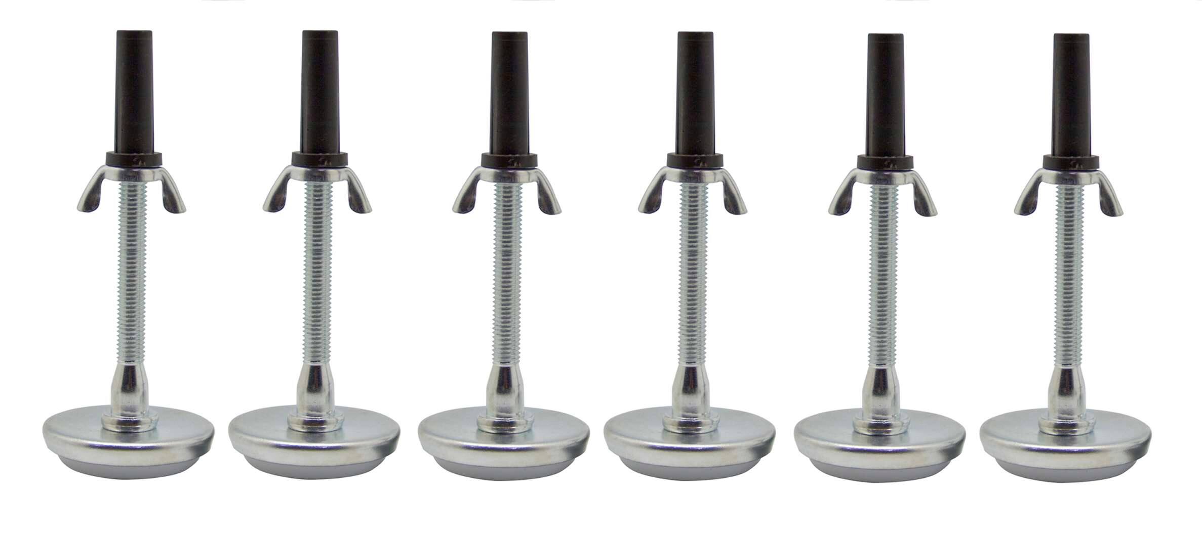 Front. Kings Brand Furniture - Kings Brand Furniture Set Of  6  Adjustable Bedframe Glides - Silver Black.