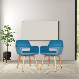 Hivvago - Set of 2 Contemporary Upholstered Accent Armchairs - Blue