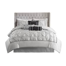 Gracie Mills - Shelby 7-Piece Padded Comforter Set - Gray