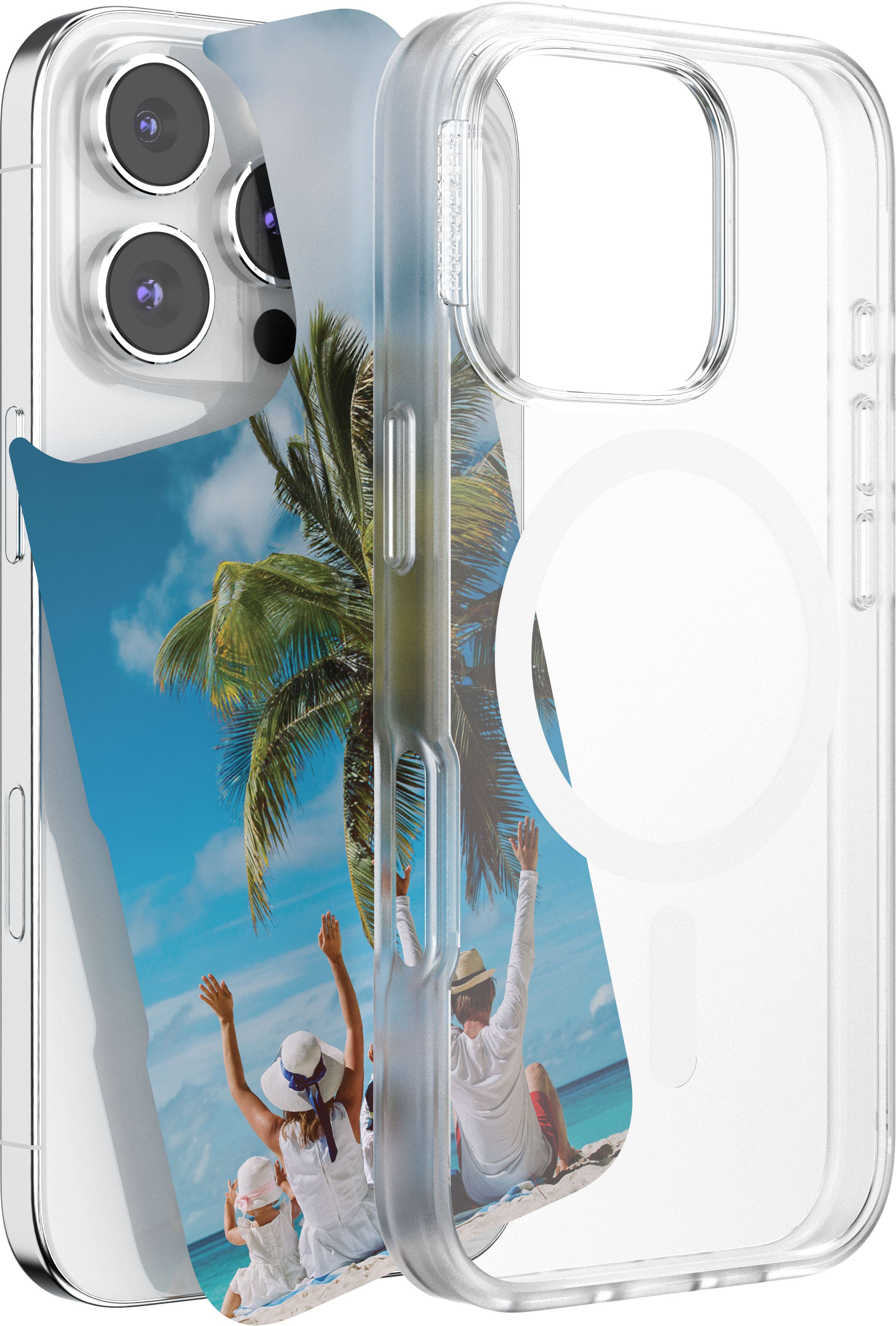Front. PopSockets - MagSafe PopCase for iPhone 16 Pro Case with Customizable Graphic Case Insert (digital code) - Clear.