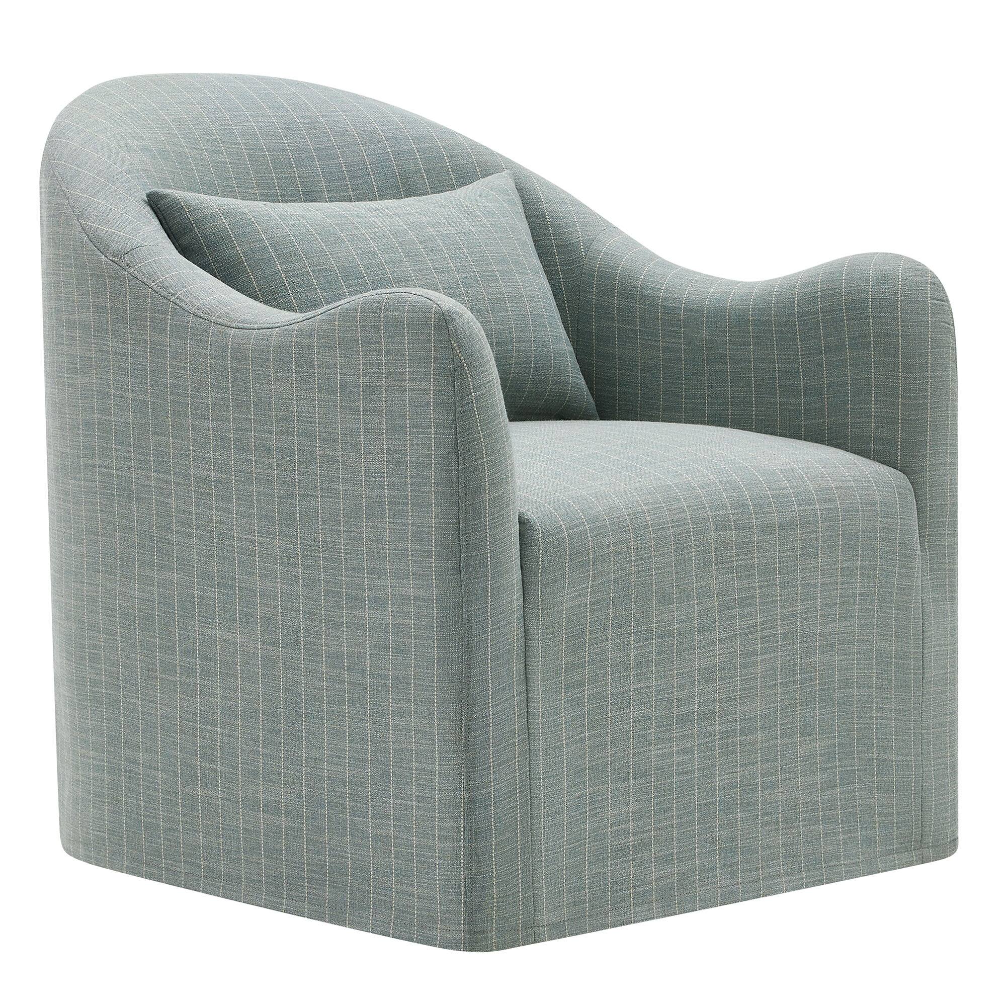 Angle. Modway - Bardot Slipcovered Striped Accent Chair by Modway - Spa Blue Stripe.