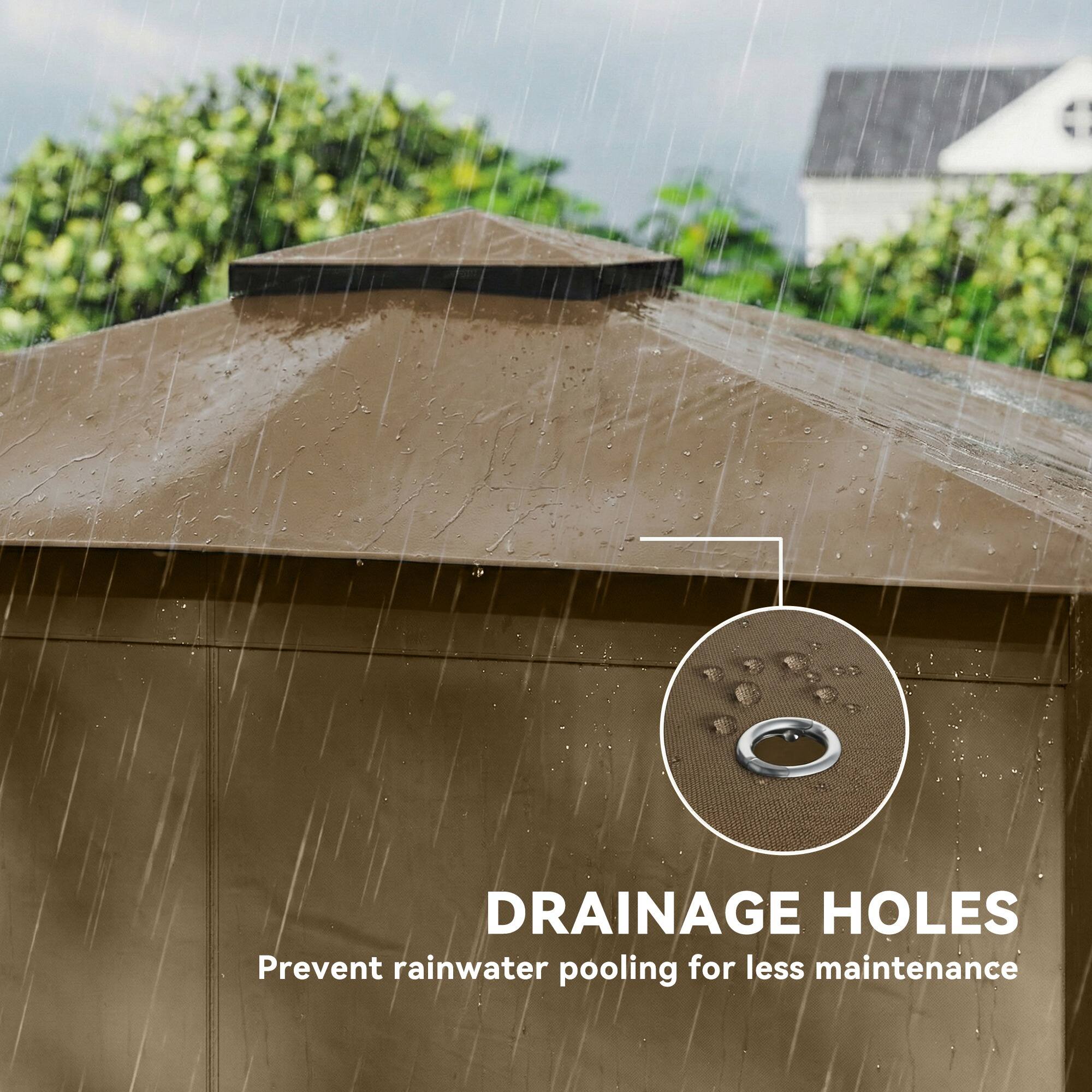DRAINAGE HOLES  
Prevent rainwater pooling for less maintenance