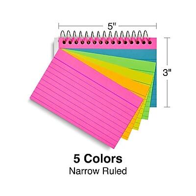 5" x 3"  
5 Colors  
Narrow Ruled