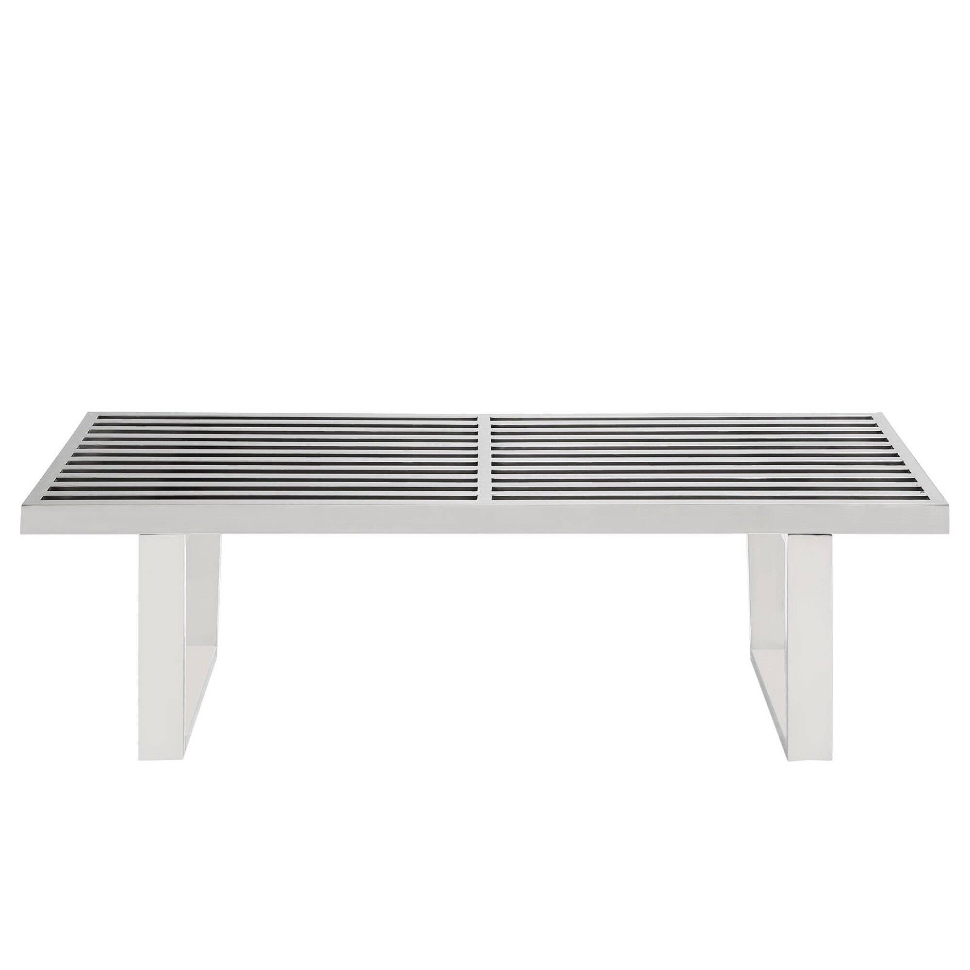 Angle. Modway - Sauna 4' Stainless Steel Bench by Modway - Silver.