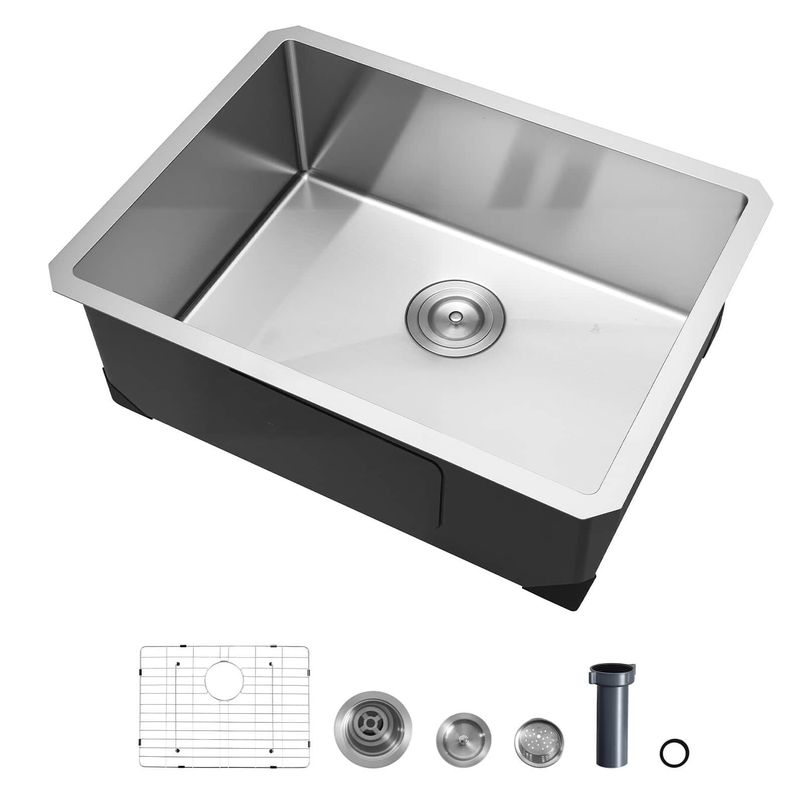VEVOR - 24-inch Kitchen Undermount Single Bowl Sinks, Stainless Steel Drop-In Farmhouse Basin with Accessories - Silver price history on PriceWatchPro