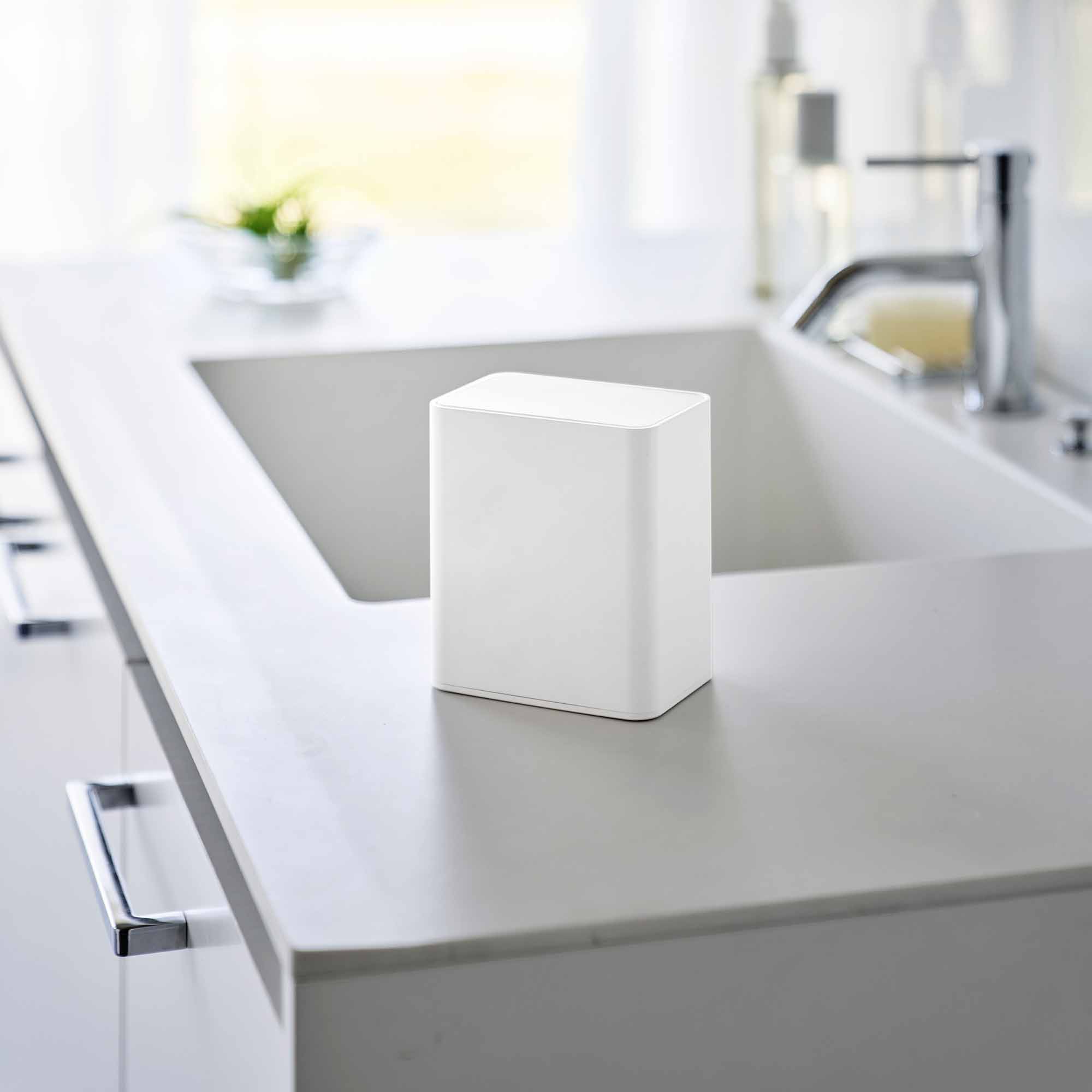 Left. Yamazaki Home - Cotton Swab Push-Top Case - Black.