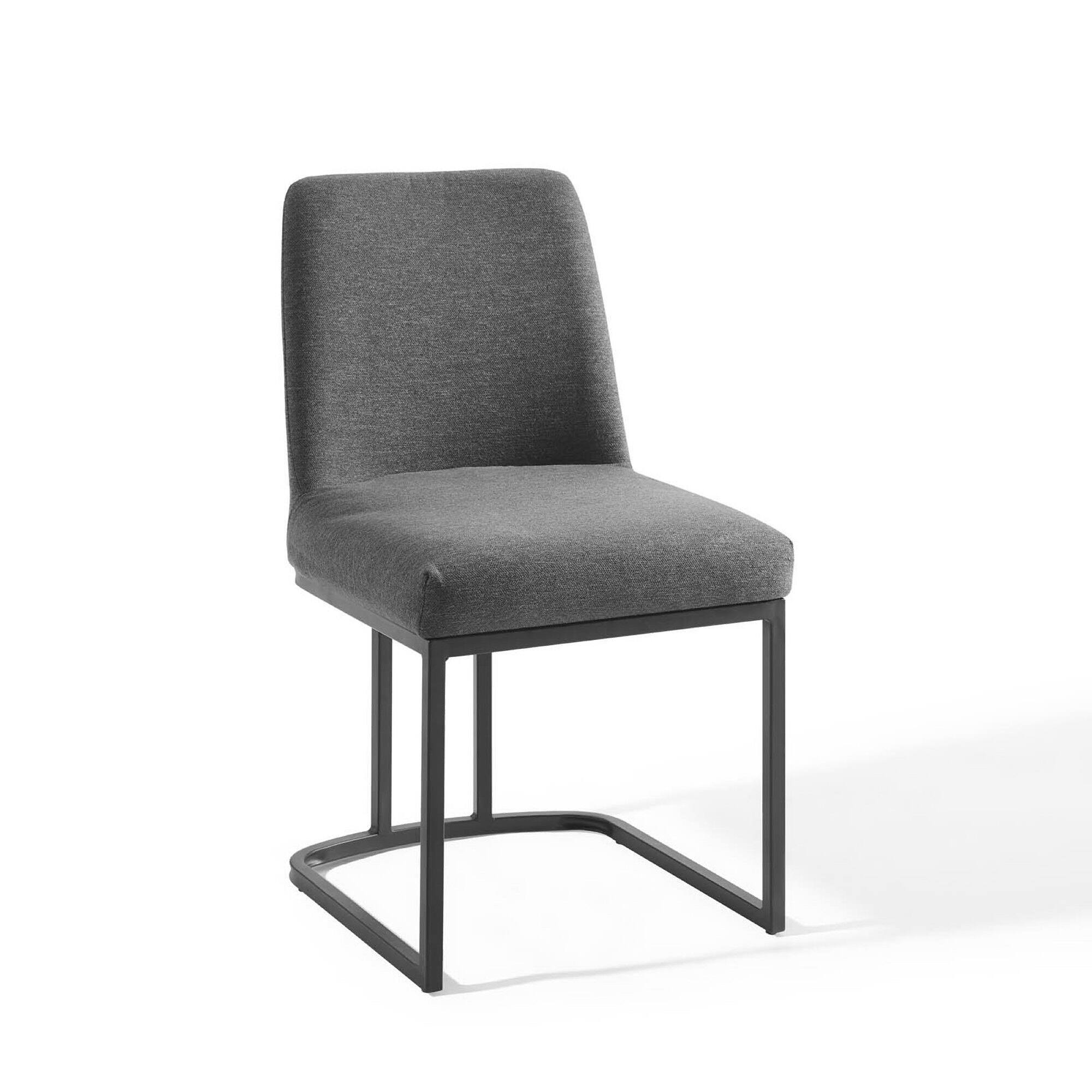 Angle. Modway - Amplify Sled Base Upholstered Fabric Dining Side Chair by Modway - Black Charcoal.