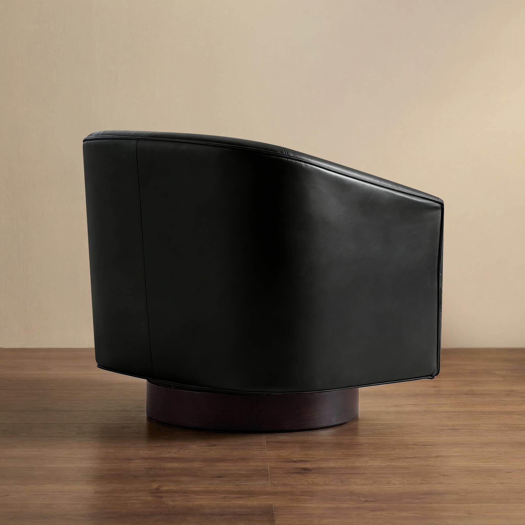 Alt View 4. KERDOM - Swivel Single Sofa Side Chair, Living Room Accent Armchair, PU Leather Round Barrel Chair Club Chair, No Assembly Needed - Black.