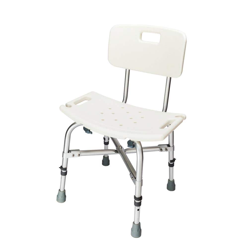 Winado - Heavy Duty Shower Chair Bathtub Chair with Back Support, Shower Head Holder, 6-Level Adjustable for Elderly and Disabled - White