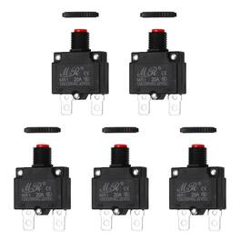 Unique Bargains - 5pcs 20A Thermal Circuit Breaker, 125/250V AC,32V DC, Push Button Manual Reset Circuit Overload Protector Switch - Black