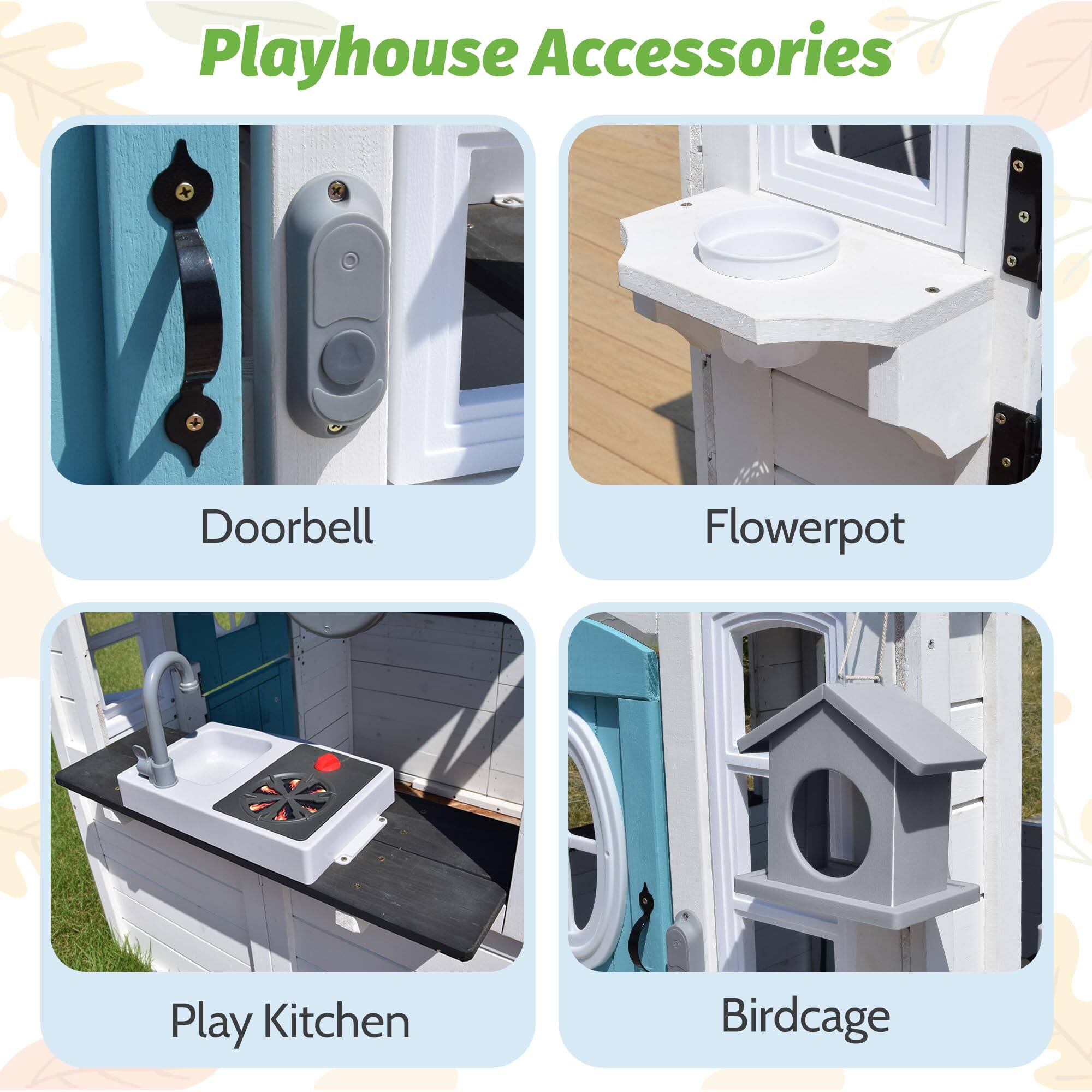 Playhouse Accessories

- Doorbell
- Flowerpot
- Play Kitchen
- Birdcage