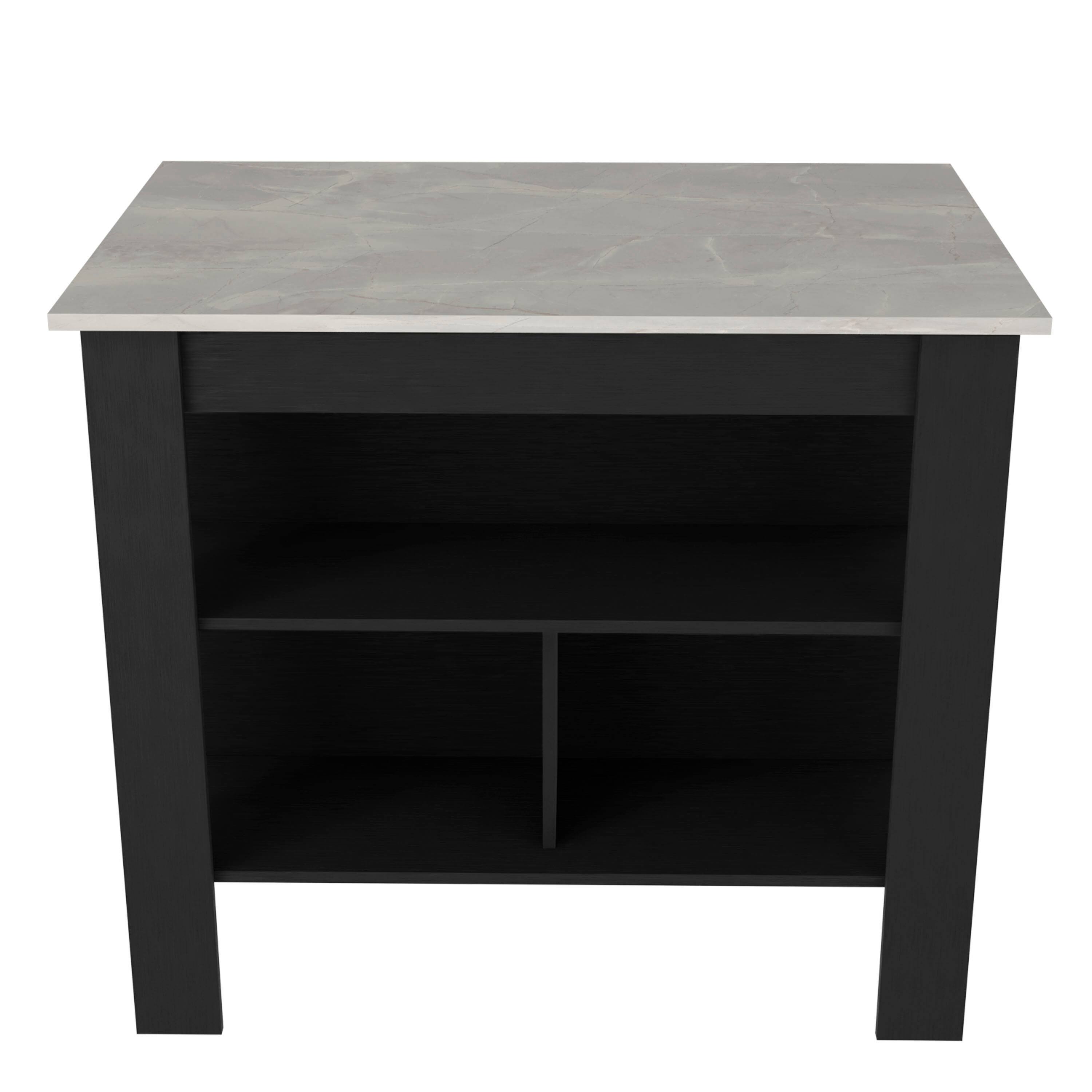 Alt View 5. Spaco - Spaco Kitchen Island with 3 Storage Shelves, 40.5" Spacious Top and Easy Assembly, for Kitchen Dinning Room - White+Black.