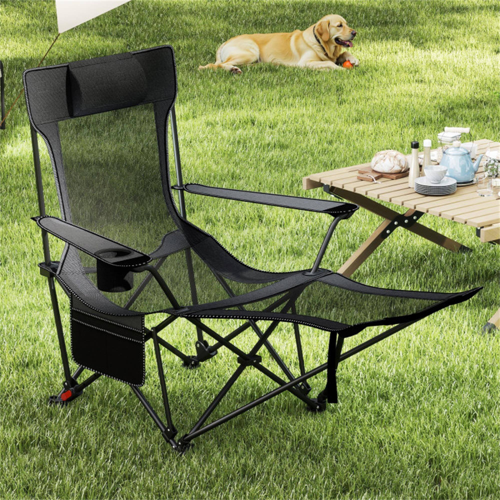 Alt View 1. Boyel Living - Gray Reclining Camping Chair with Removable Footrest and Adjustable Backrest - Gray.