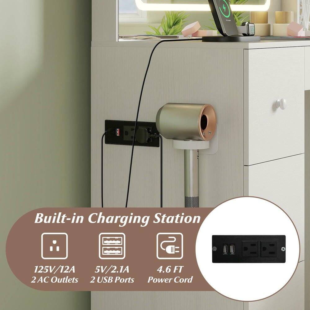 4 Built-in Charging Station  
125V/12A  
5V/2.1A  
4.6 FT  
2 AC Outlets  
2 USB Ports  
Power Cord