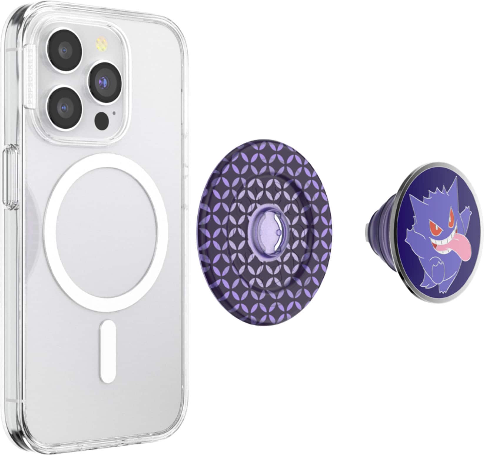 Back. PopSockets - MagSafe PopGrip Universal Magnetic Grip & Stand with Adapter Ring for Cell Phones - Pokemon Enamel Gengar.