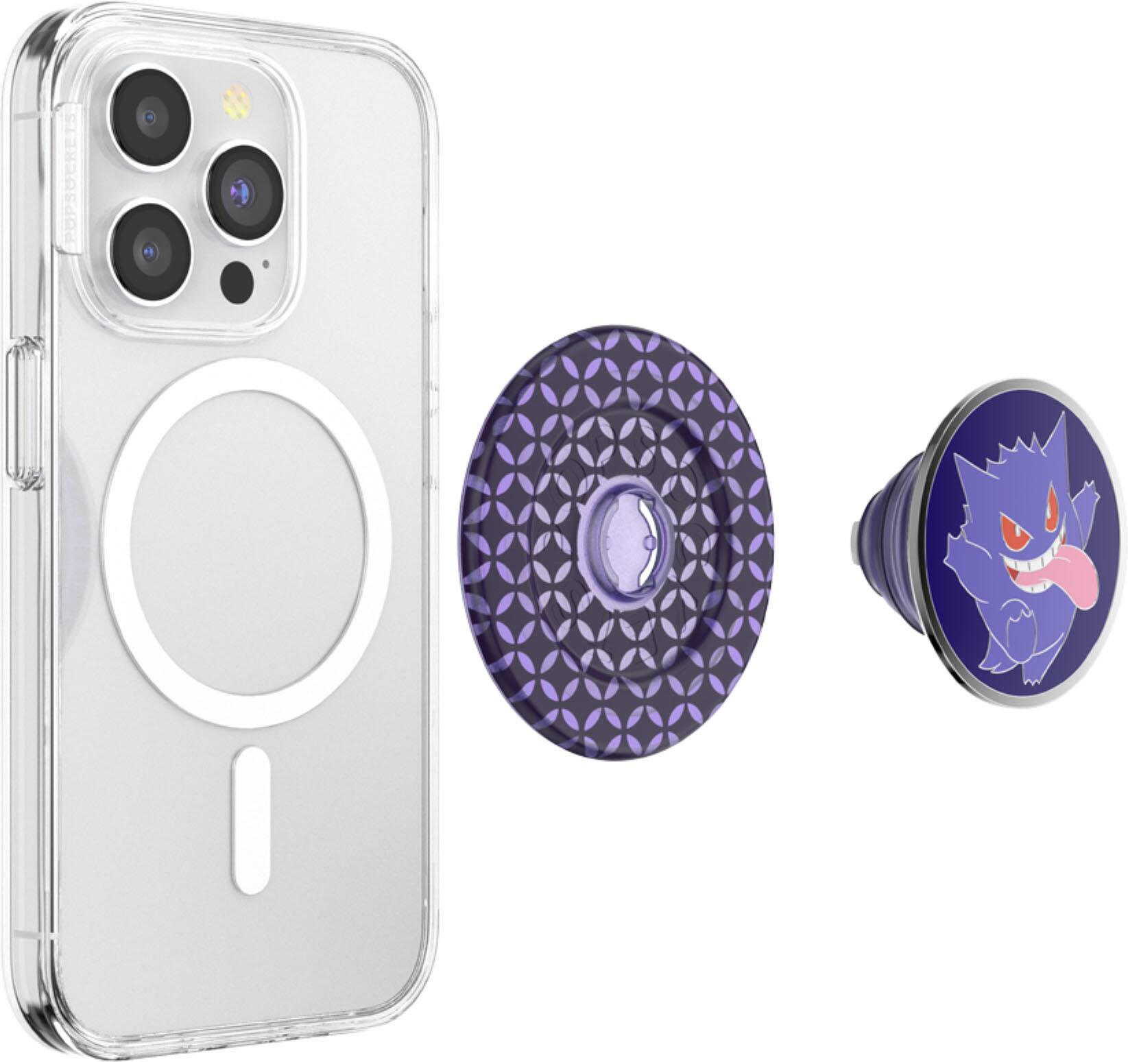 Back. PopSockets - MagSafe PopGrip Universal Magnetic Grip & Stand with Adapter Ring for Cell Phones - Pokemon Enamel Gengar.