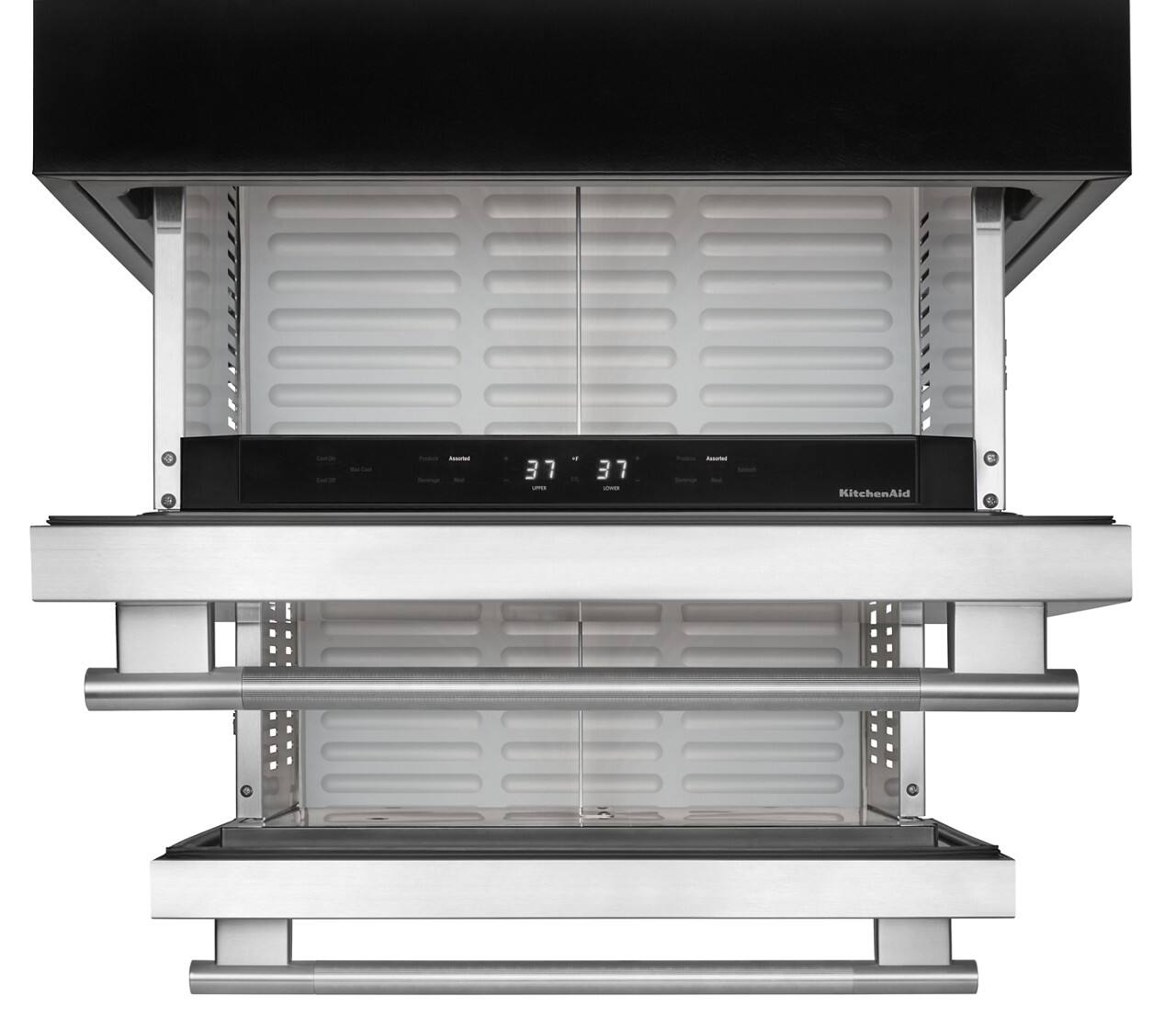 Alt View 1. KitchenAid - 4.4 Cu. Ft. Undercounter Double-Drawer Refrigerator - Black Cabinet/Stainless Doors.