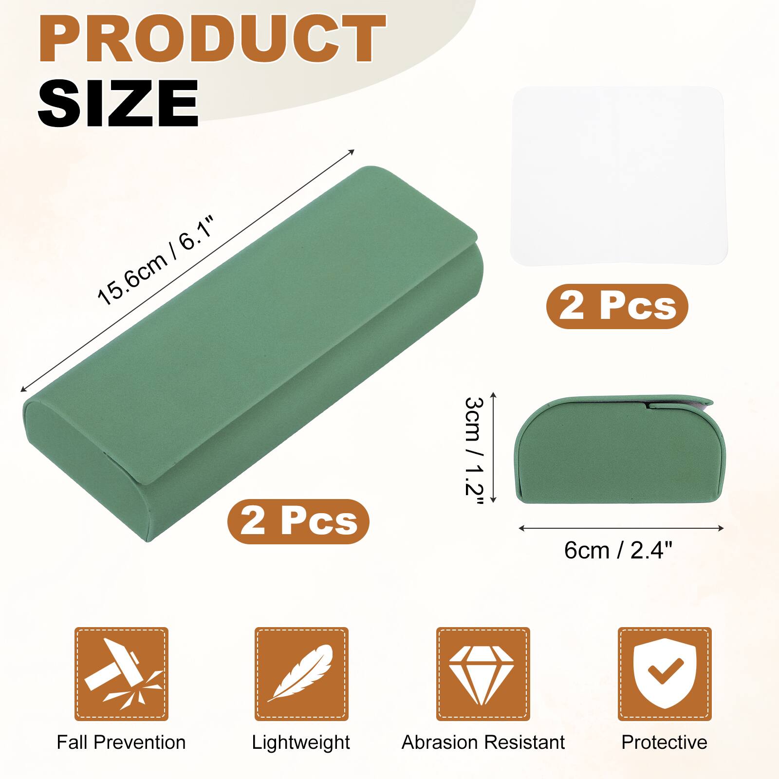 PRODUCT SIZE

15.6cm / 6.1"  
2 Pcs

3cm / 1.2"  
2 Pcs

6cm / 2.4"

Fall Prevention  
Lightweight  
Abrasion Resistant  
Protective