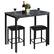 Front. Costway - 3 Piece Counter Height Dining Set Faux Marble Table 2 Chairs Kitchen Bar Black - Black.
