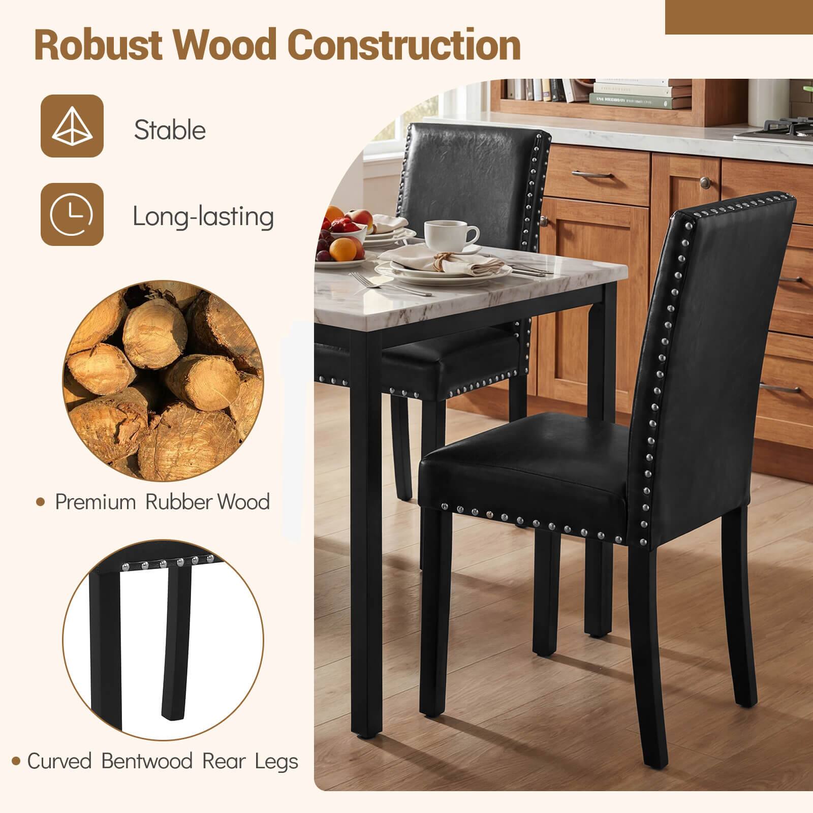 Robust Wood Construction

- Stable
- Long-lasting

- Premium Rubber Wood
- Curved Bentwood Rear Legs