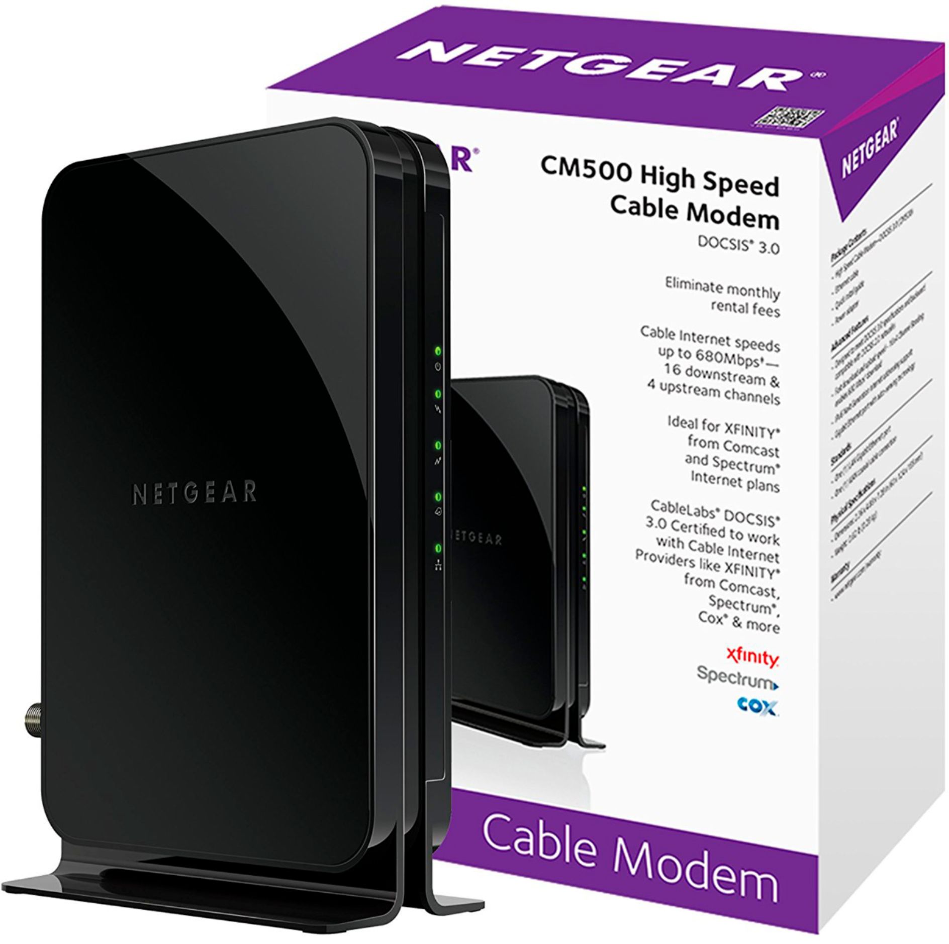 Netgear 16 X 4 Docsis 3 0 Cable Modem Black Cm500 100nas Best Buy
