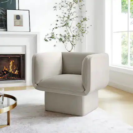 Front. Modway - Tate Performance Velvet Accent Chair by Modway - Almond.