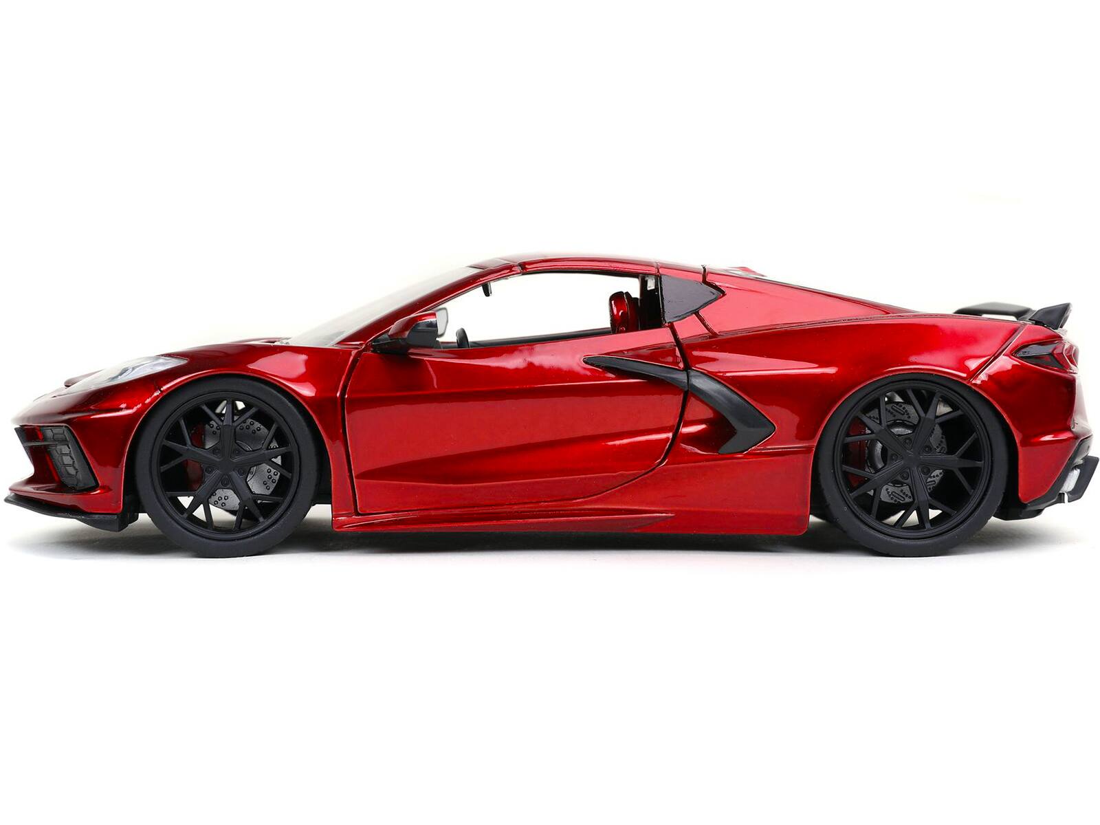 Angle. Jada - 2020 Chevrolet Corvette Stingray C8 Candy Red "Bigtime Muscle" 1/24 Diecast Model Car by Jada - Candy Red.