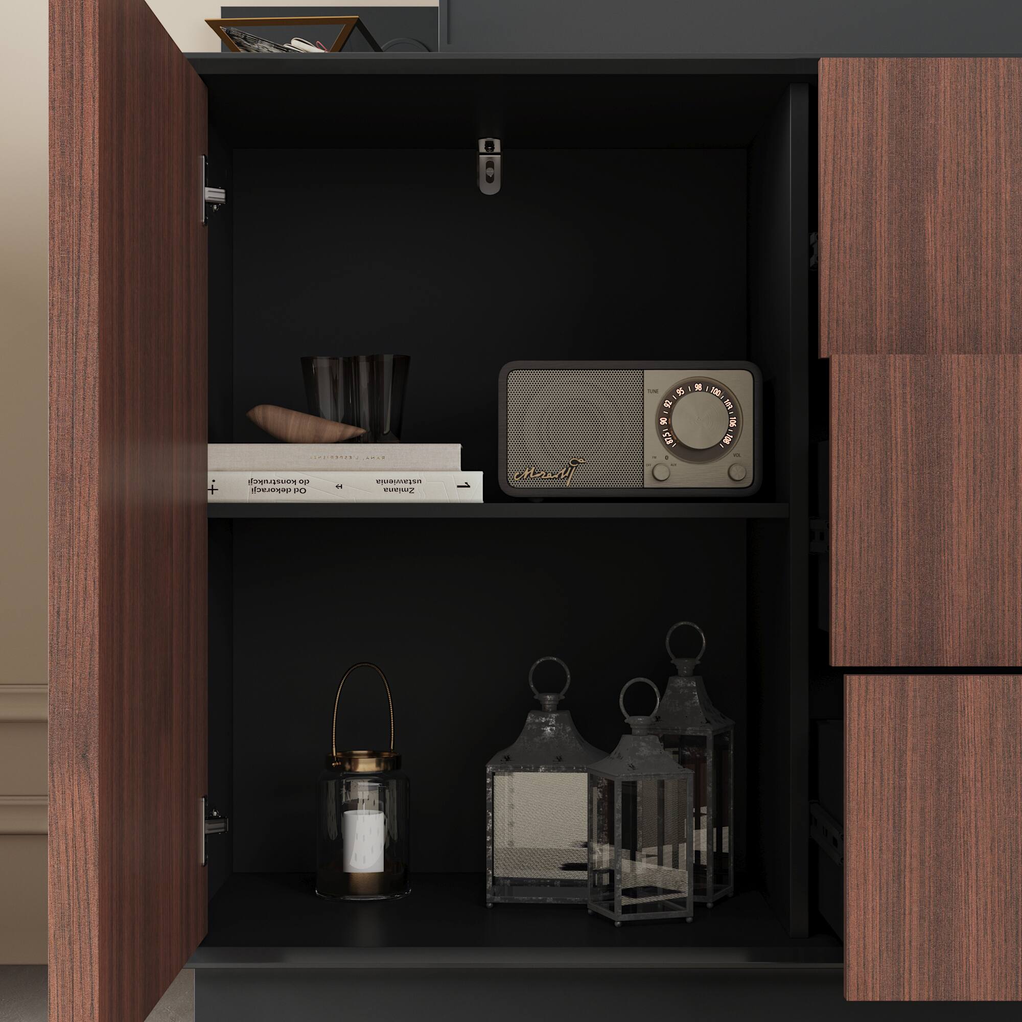 Here is the corrected and grouped text from the image:

**Top Shelf:**
- (No visible text)

**Middle Shelf:**
- "Harry"
- "44"
- "PO Box 12345"
- "City, State, ZIP"

**Bottom Shelf:**
- (No visible text)