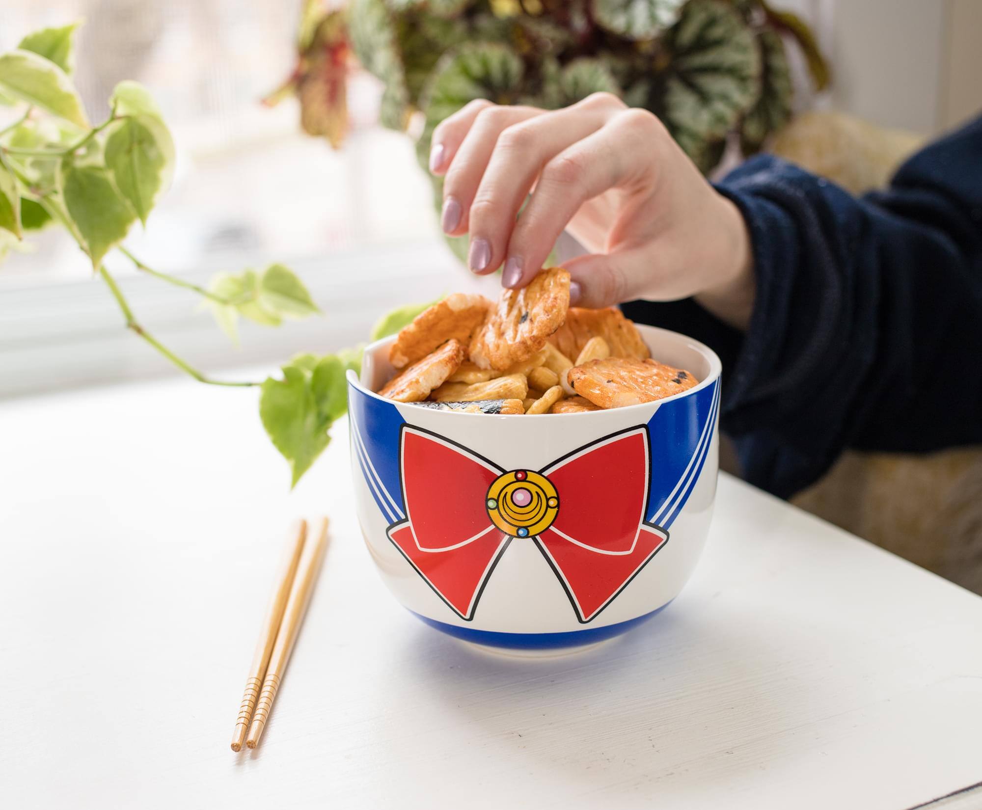 Alt View 1. Just Funky - Sailor Moon Japanese Dinnerware Set | 16-Ounce Ramen Bowl, Chopsticks - Blue.
