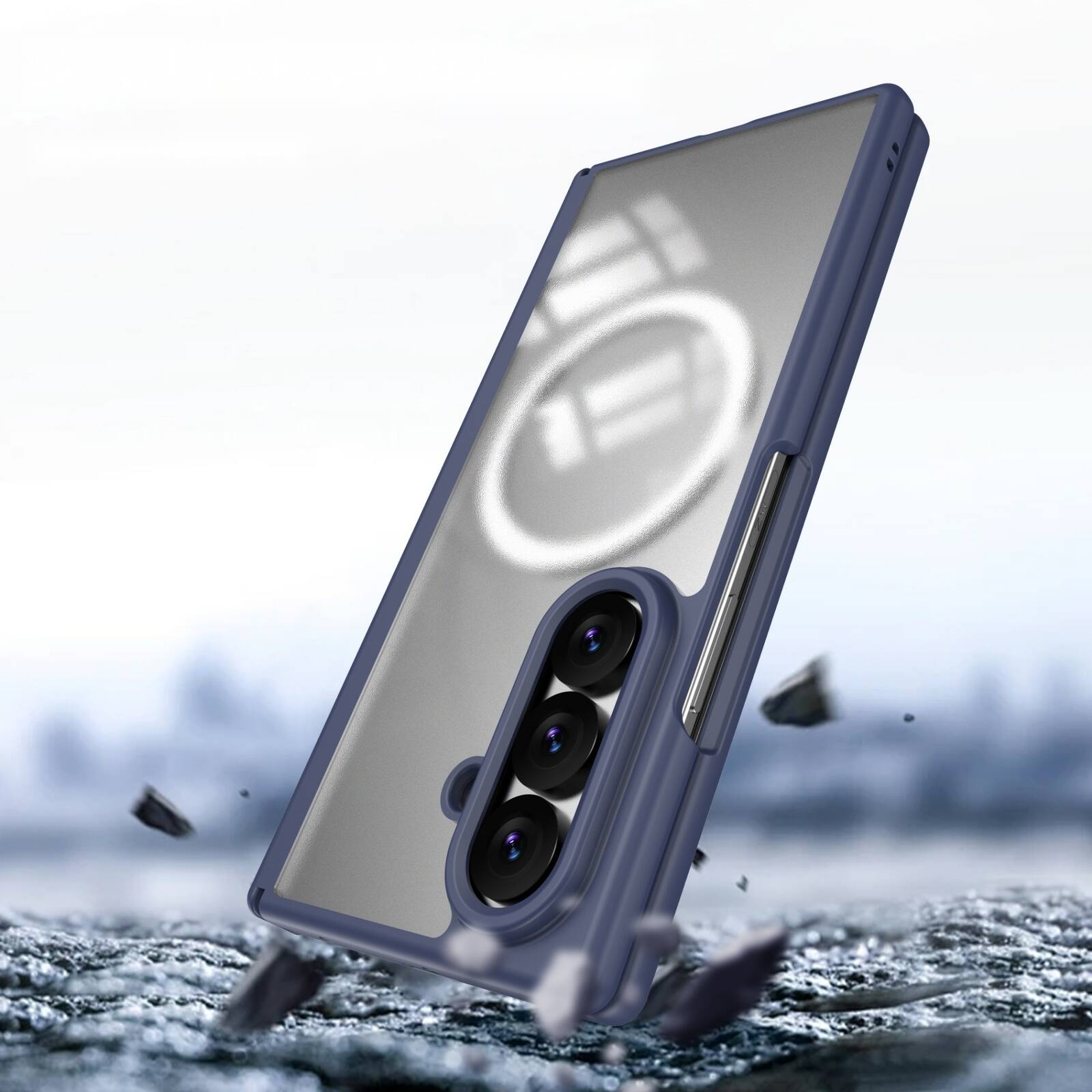 Alt View 1. Dteck - Shockproof Phone Case for Samsung Galaxy Z Fold8 Ultra Built in Screen Film, Magnetic Cover with Full Hinge Protection - Blue.