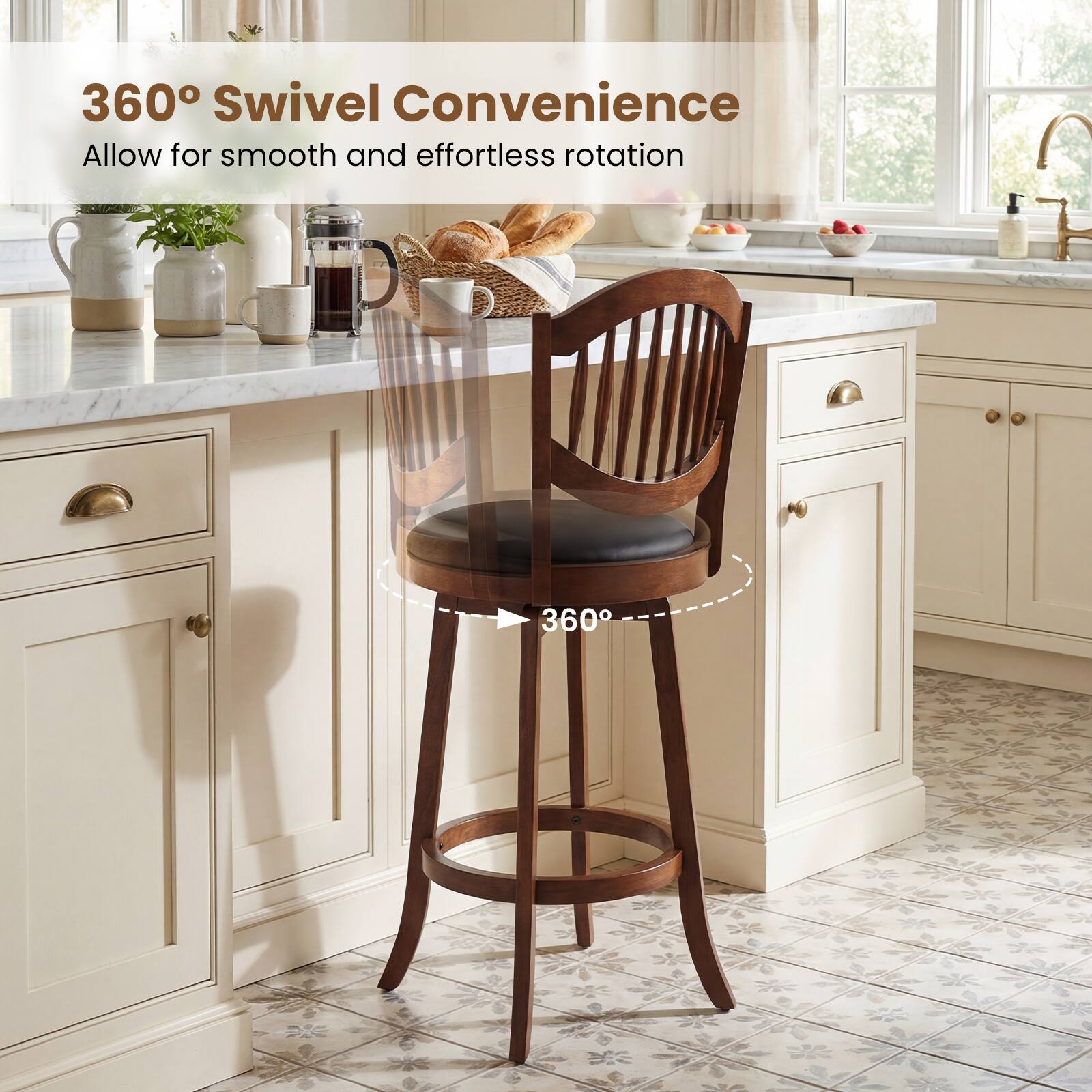 360° Swivel Convenience  
Allow for smooth and effortless rotation