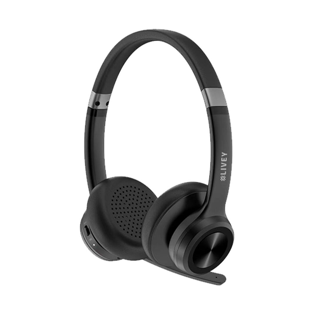 Angle. LIVEY - 720BT Dual ENC Wireless Headset with HiFi Audio and Multipoint Bluetooth.