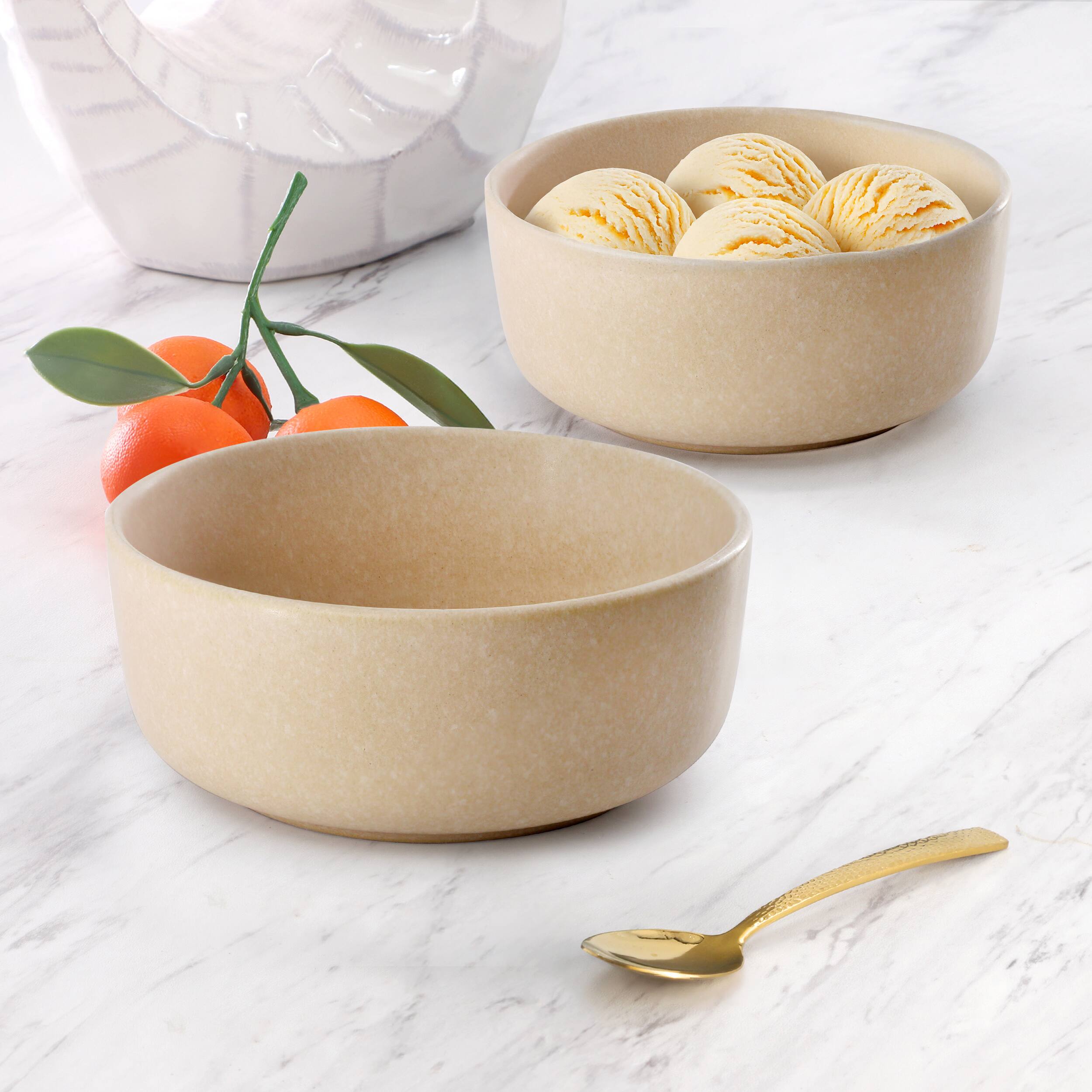 Alt View 4. Gibson - Soho Lounge Bryant Park 2 Piece 6 Inch Stoneware Cereal Bowl Set in Beige - Beige.