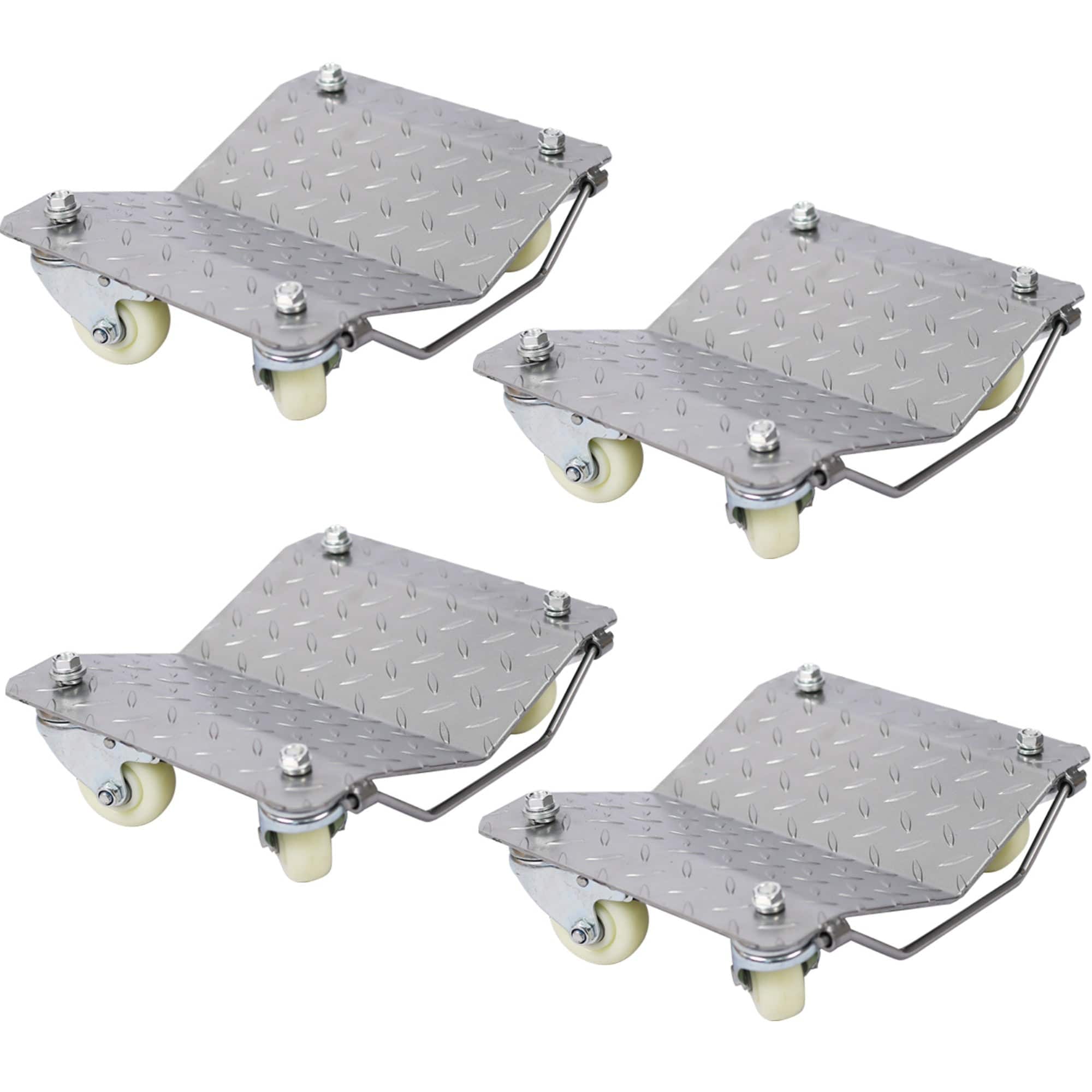 Boyel Living - 4-Pack Black Steel 11.5x15-Inch Heavy-Duty Vehicle Wheel Dolly 6000 LBS - Gray