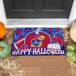 Evergreen Enterprises - Kansas Jayhawks 28" x 16" Happy Halloween Turf Door Mat - Multicolor